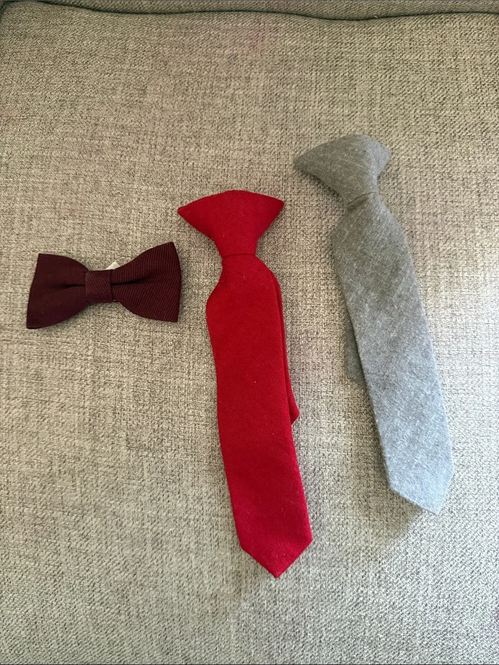 Toddler Boy Knit Necktie & Bow Set - Red, Maroon, Gray